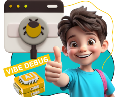 Тестирование & Vibe Debug. Охотники за багами - КИБЕРшкола программирования для детей, компьютерные курсы для школьников, начинающих и подростков - KIBERone г. Мурино